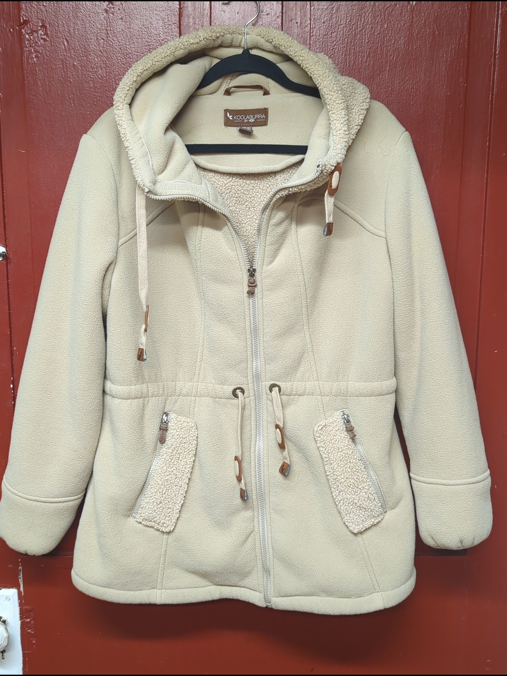 Koolaburra Cream Hooded Teddy Fleece Jacket